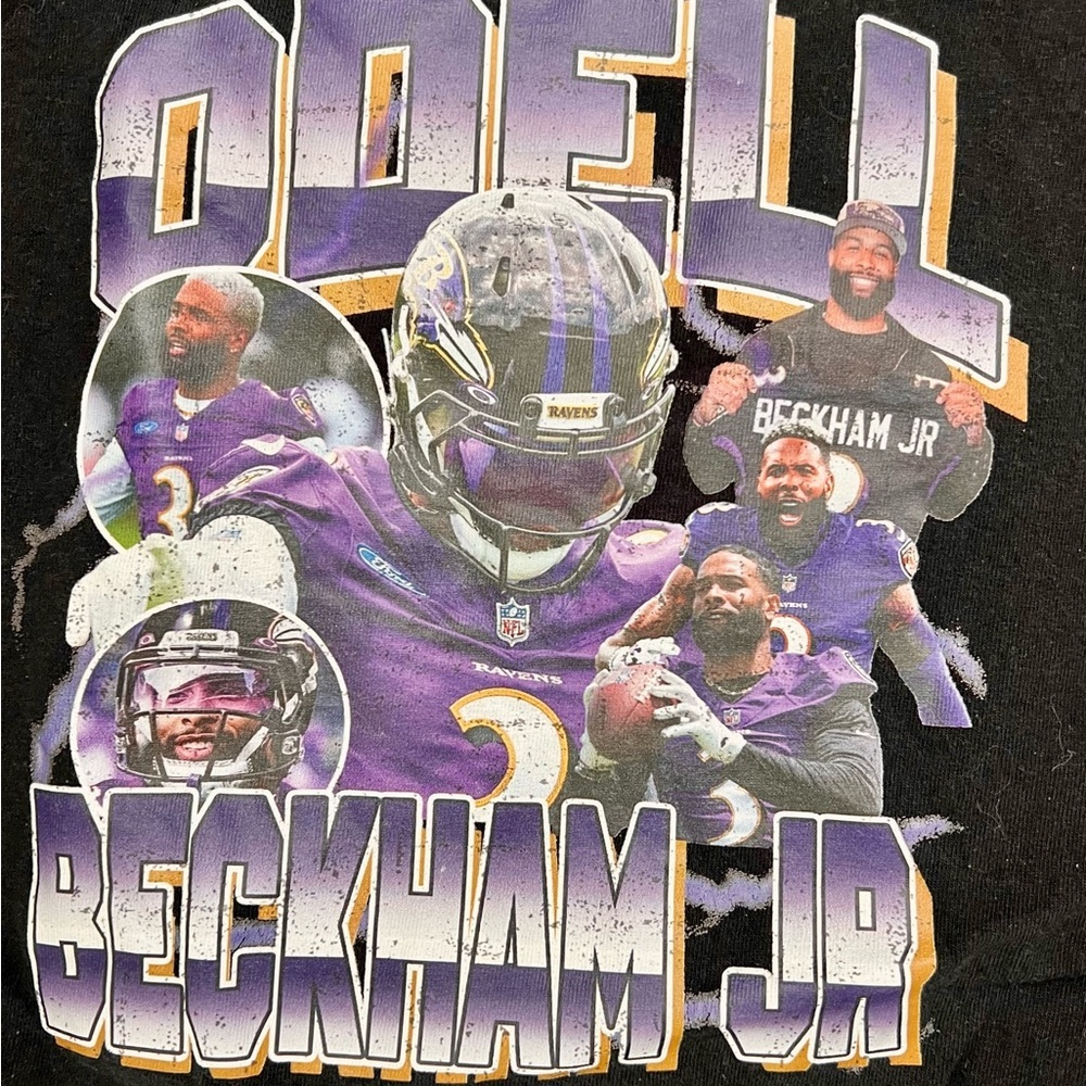 Odell Beckham Jr Graphic Tee Youth Large Ravens NFL Back Print Shirt​ - Picture 2 of 3